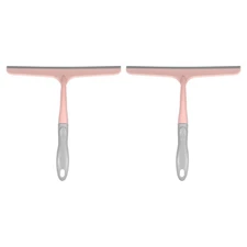 2pcs Shower Squeegee 9.6 Inch Cleaner Tool with Hole for Glass Window, Pink