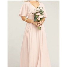 Show Me Your Mumu Emily Empire Maxi Dress in Dusty Blush Crisp XS Wedding Prom