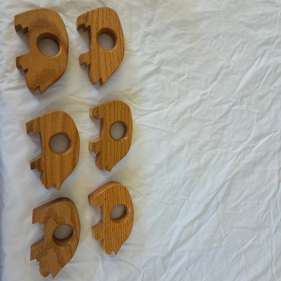 Juego de 6 servilleteros de madera para cerdo decoración de mesa de granja Foto 2 de 4