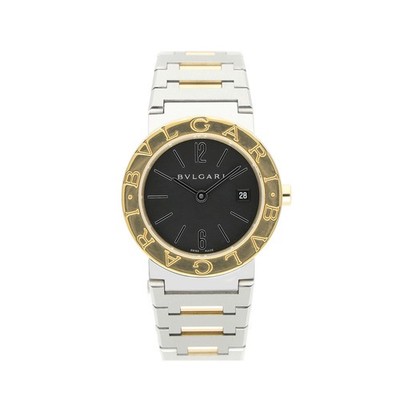 BVLGARI LADIES WATCH 26MM REF. BB26SG BLACK DIAL STAHL/GOLD ORIGINAL BOX