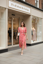 Image of French Connection Hibiscus Aimee Verona Crepe Drape Front Split Midi Dress BNWT