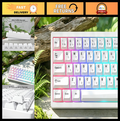 Glossy White Ceramic Style Keycaps Set - 115-Key MDA Profile for Mechanical Keyb