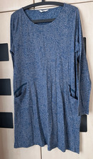 Nomads Blue Floral  Print Long Sleeve Jersey Dress Size 14. Pockets. VGC