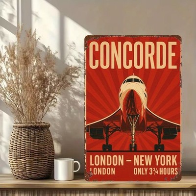 Vintage Concorde Aircraft Aviation Tin Metal Signs Home Décor 8x12 
