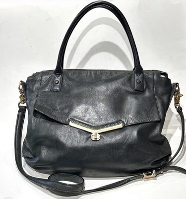 Botkier Black Leather VALENTINA Convertible Satchel Crossbody Hobo Handbag
