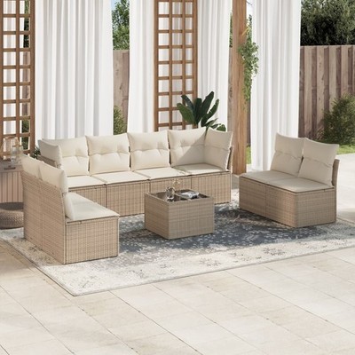 Gartenmöbel Sofa Garnitur Kissen Lounge Set Gartengarnitur Poly Rattan vidaXL