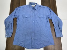 Flying Cross Mens Size 16.5 / 35 Blue Button Shirt Long Sleeve Army US Military