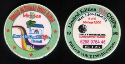 5m TeleCHIP Ronald McDonald House Hawaii House/ Rainbow #6 of 6 w/PIN Phone Card