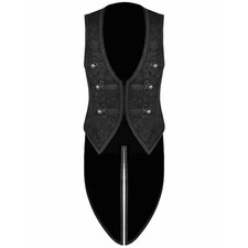 Men's Brocade Vest Waistcoat Tailcoat Black Damask Velvet Gothic Steampunk Usa