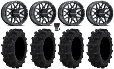 Raceline Krank 14'' Wheels Black +38mm 27'' Mud XC Tires Pioneer 1000 / Talon