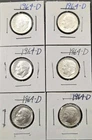 1964 D Roosevelt Dime Lot Of 6 Uncirculated