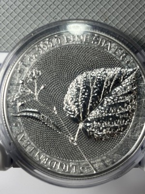 2022 Germania ''Linden Leaf'' 1 oz Silver 5 Mark - Amazing textures and finishes