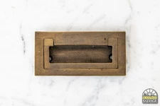 Brass Recessed Mount Campaign Handle, Drawer Pull, 3.25"W x 1.75"H