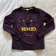 Sudadera Pullover Kenzo Paris Tiger Bordada Negra Dorada Estampado Rojo Tigre XL