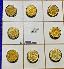 8 CLEVELAND SOUTHWESTERN & COLUMBUS RY 15mm GILT CONDUCTOR CUFF BUTTONS 1907 NOS