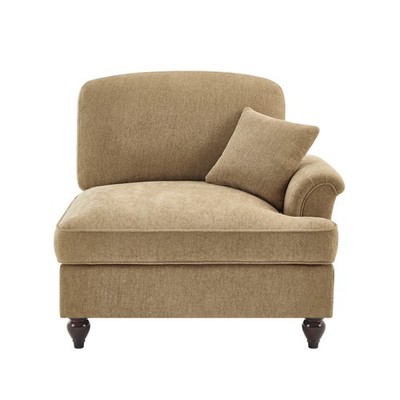 Chenille Sofa w/ Detachable Ruffles Skirt & Pillow, Light Coffee, 1-Seat