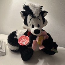 Hallmark Pepe Le Pew I Pick You Talking Plush 10" Skunk w/ Flower W/Tags Tested