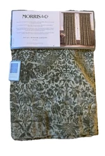 2 William Morris & Co Window Curtain Panels Strawberry Thief Sage Green 38 x 84”