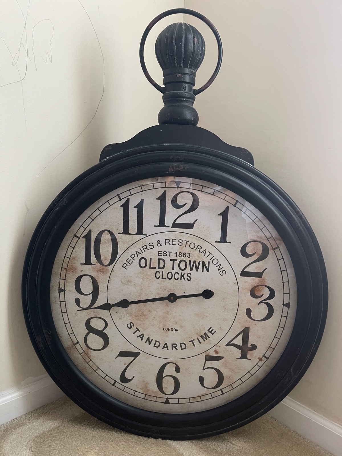 Old Town Black Wood Timepiece Wall Clock