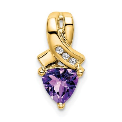 14k Gelbgold Trillion Amethyst und Diamant Anhänger