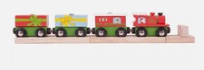 Big Jig Rails BJT467 Wooden Christmas Train Set w/Engine Three Cars