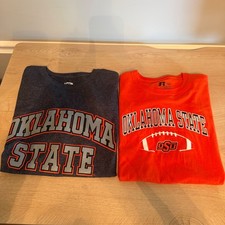 Two Russell Okstate Oklahoma State Cowboys T-Shirt Bundle Men Medium Orange Grey
