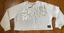 Calvin Klein Performance White Silver Logo Long Sleeve Crop Sweatshirt L