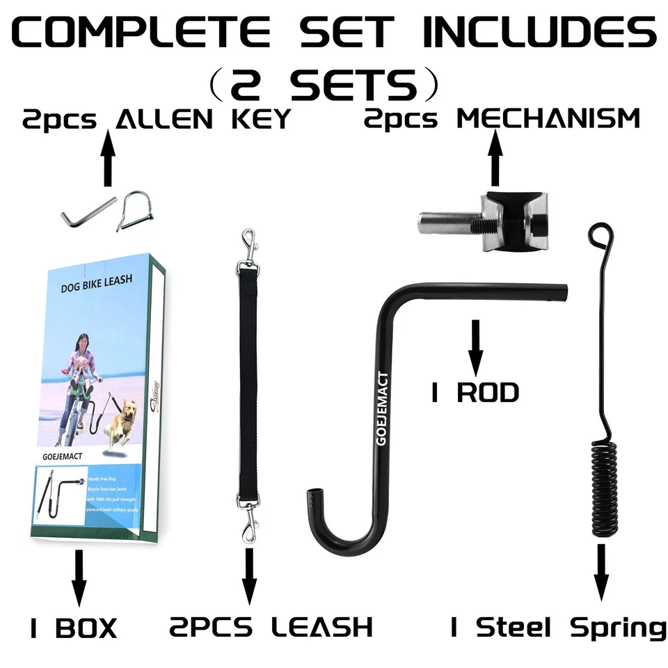 Correa de bicicleta manos libres con mango curvo para perro con amortiguador Foto 3 de 4