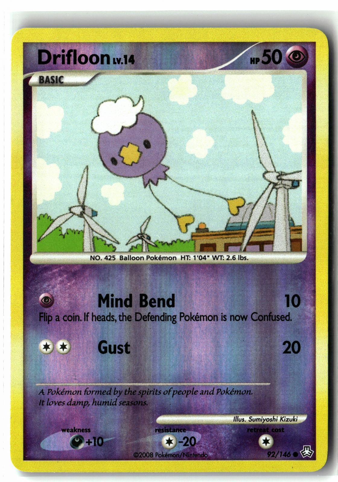 2008 Drifloon ⭐️ 92/146 Reverse Holo Common Legends Awakened Pokemon LP