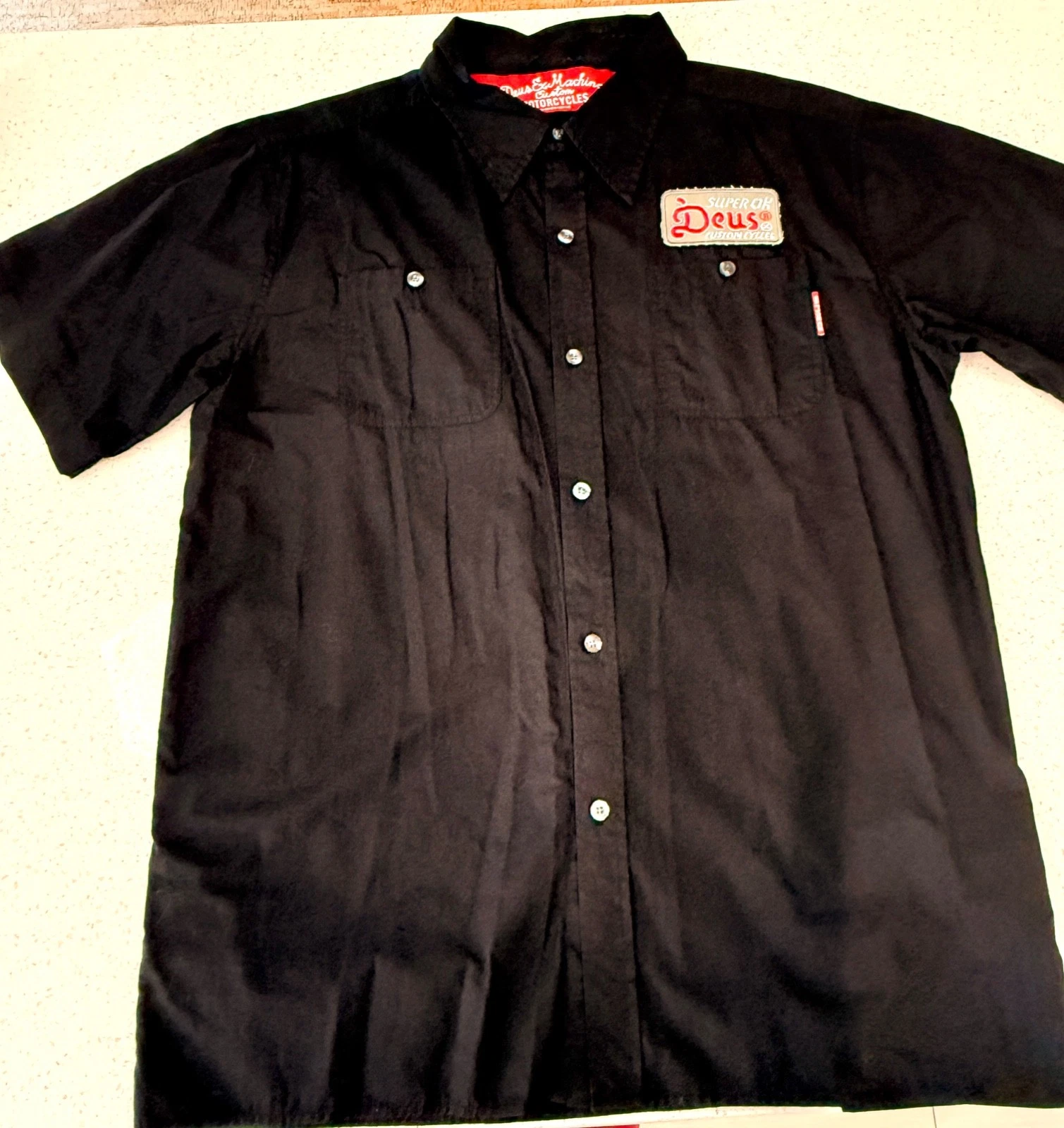 Deus Ex Machina Mens M Work shirt Black Australia Embroidered Sewn Motorcycle image 3