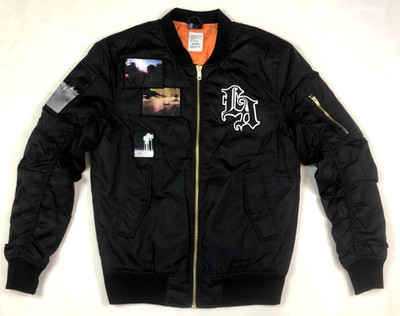 DIVIDED by H&M Lightweight Jacket Black w/Military Patches-Size Small