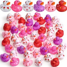 Jerify 72 Pcs 2 Inch Valentine's Day Rubber Duckies Bulk Mini Heart Rubber Ducks