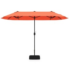 13FT Double-sided Patio Umbrella w/ Crank Handle Umbrella Base Safety Lock
