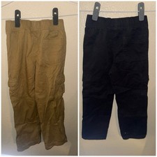 The Children's Place Boys Cargo Pants Khaki  Black Elastic Waist Lot of 2