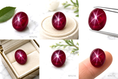 6Rays Asterism 10Ct Natural Deep Red Star Ruby Burma Myanmar Cabochon Gemstone
