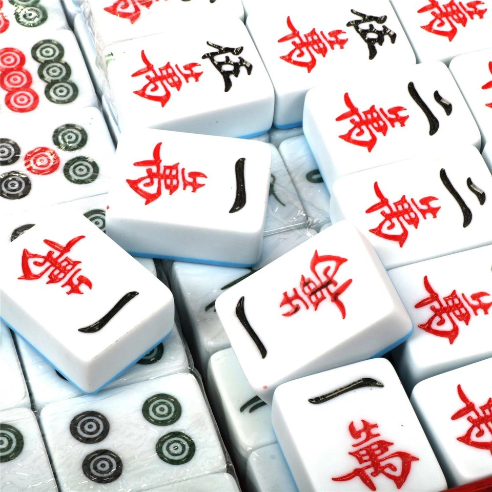 42mm Chinese Mahjong Game Set Professional 144 Tiles English Characters Game UK - Image 2 of 4