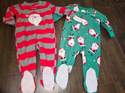 CARTER S Just One You Fleece Footed Pajamas 2 PC Set Sz 18 Months NWT Christmas