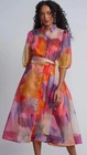 NY & Co. NWT Watercolor Print Organza Maxi Shirt Dress 2X NWT Abstract