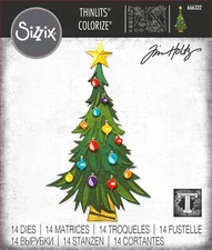 New Retired Sizzix Thinlits Colorize Trim a Tree 14pc #666332 MSRP $34.99 Holtz