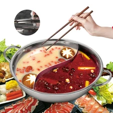 Shabu Pot Hot,Stainless Steel Cookware Soup Induction Nabe Lid Cooking Dual Side