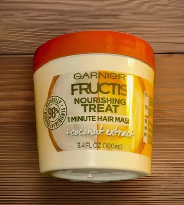 Garnier Fructis 98% Natural Coconut Extract 1 Minute Nourishing Hair Mask-3.4oz