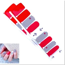 Jaysea Arts Nail Wraps Color Red Anchor Beach Nautical Street Polish Strips B4G1