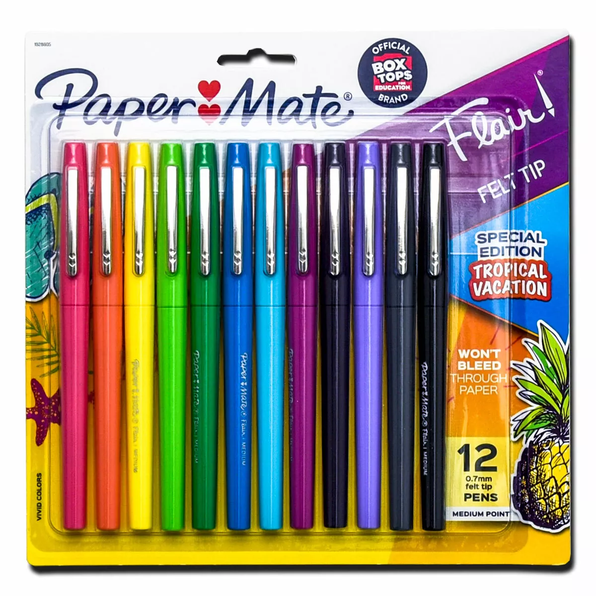 Paper Mate Flair Felt Tip Pens, Medium Point, Limited Edition Tropical  Colors, 12 Pack