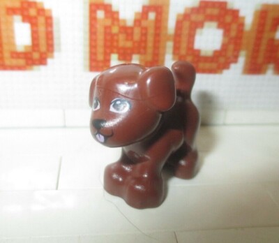 Lego - 1x Hundefreunde Welpe stehend schwarz Nase Mund rosa Zunge 93088pb07