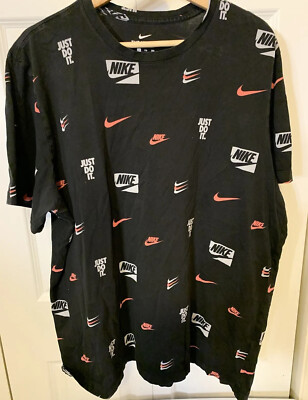 Nike All Over Print Mens Sz XXL T Shirt Just Do It Black