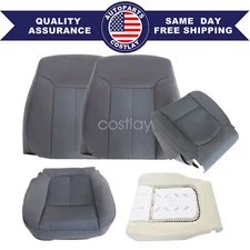 For 11-14 Ford F-150 Front Bottom Top Cloth SEAT COVER 	Steel Gray & Foam
