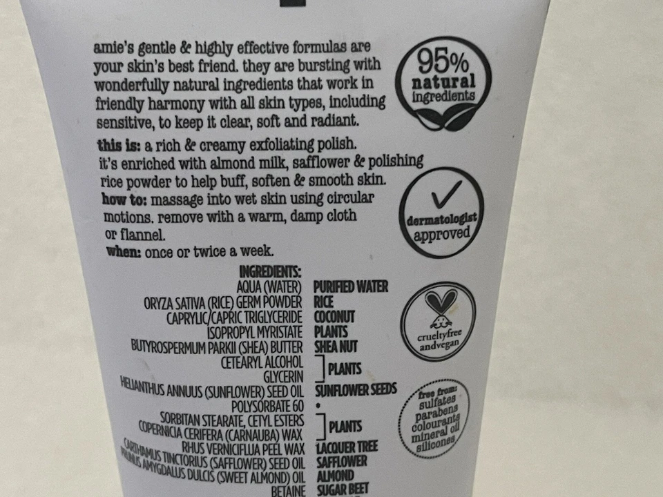 Mascarilla polaca exfoliante suave y suave amie Naturally Kind 3,3 oz vegana natural Foto 4 de 4
