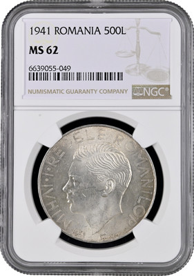 Romania 500 lei 1941, NGC MS62, 