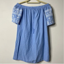 Old Navy Blue/White Boho Off The Shoulder Dress XS
