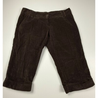 Imperial Corduroy Capri Pants Cuffed Cropped Brown Casual Trousers 30'' waist